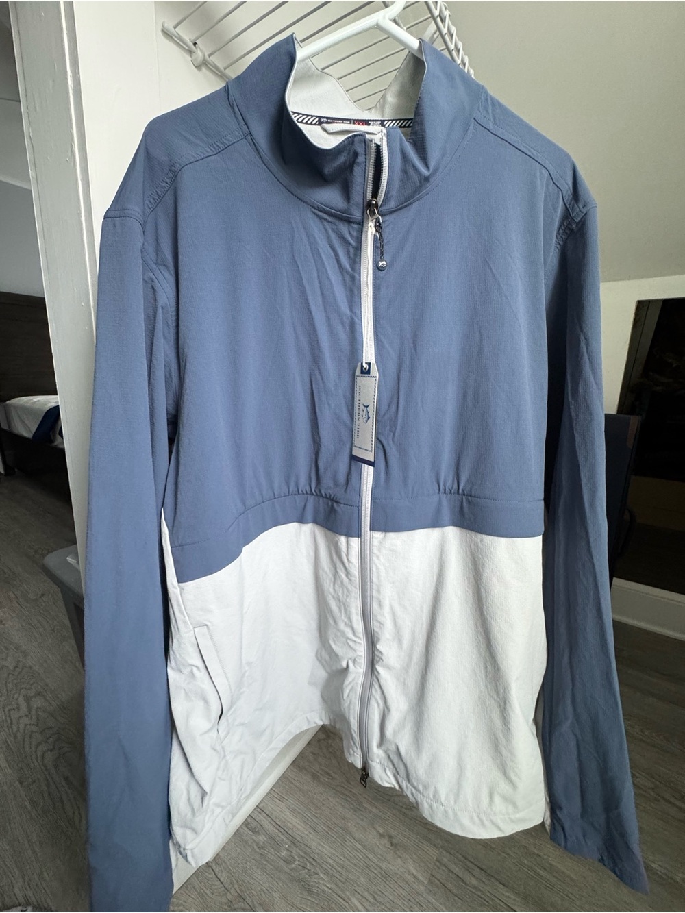 Southern Tide Blue and White Performance Zip Jacket